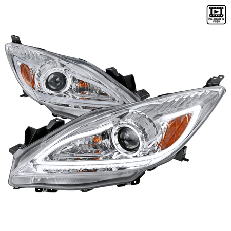 SPEC-D TUNING 10-13 Mazda 3 Projector Headlight Chrome Housing With LED 2LHP-MZ310-TM